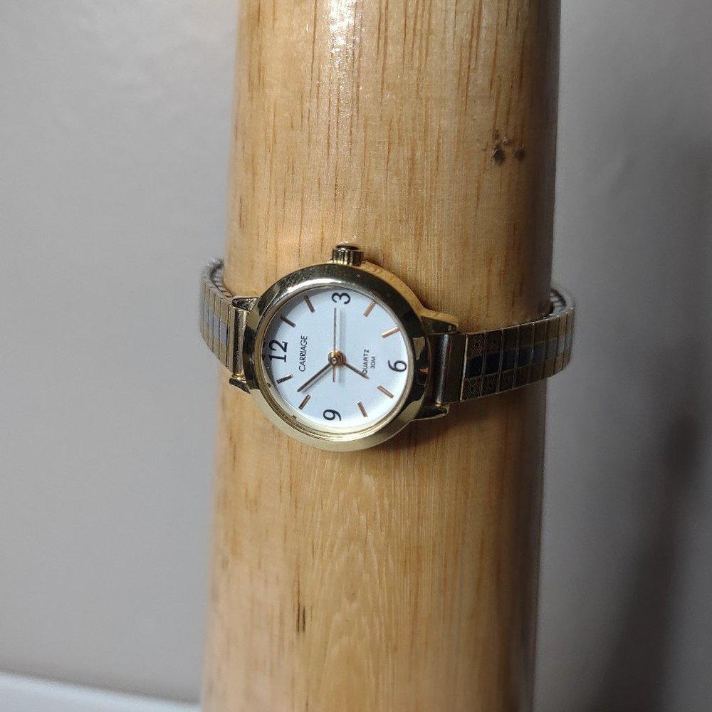 Two Tone Analog Carriage Stretch Watch